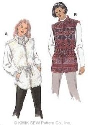 2731 KWIK SEW  FLEECE  ZIPPY COLLAR DRAWSTRING VEST PATTERN XS-XL
